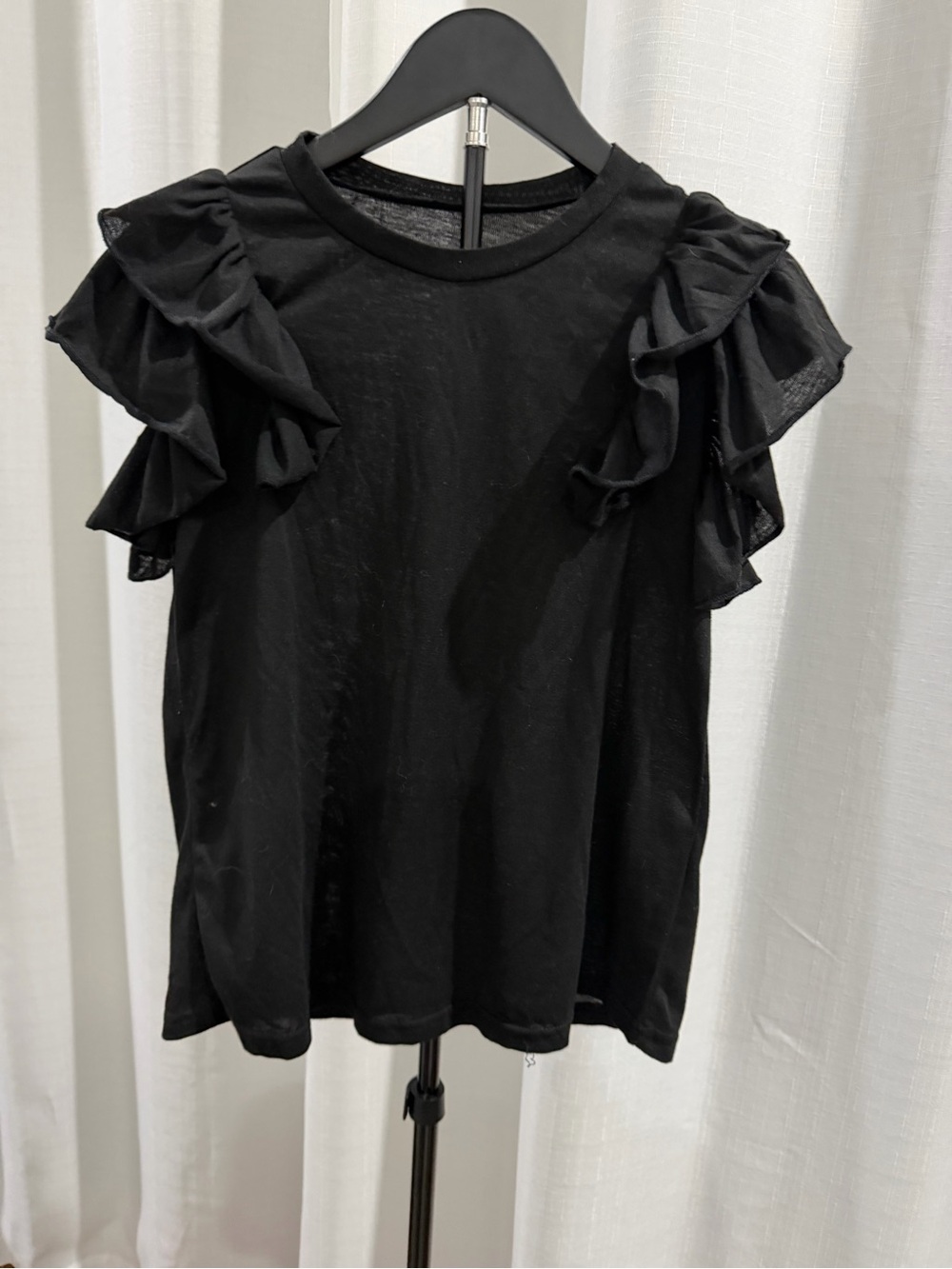 Black Ruffle Sleeve Women's Top Never Worn Size Small